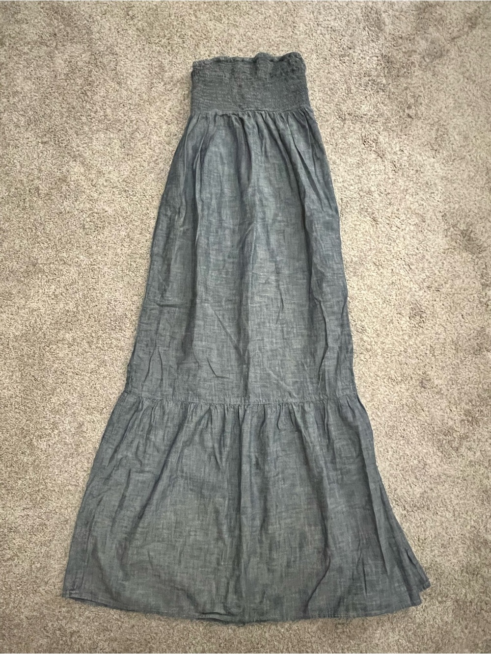 Gap Maxi Vintage Smocked Chambray Western Boho Whimsical Summer Dress size S